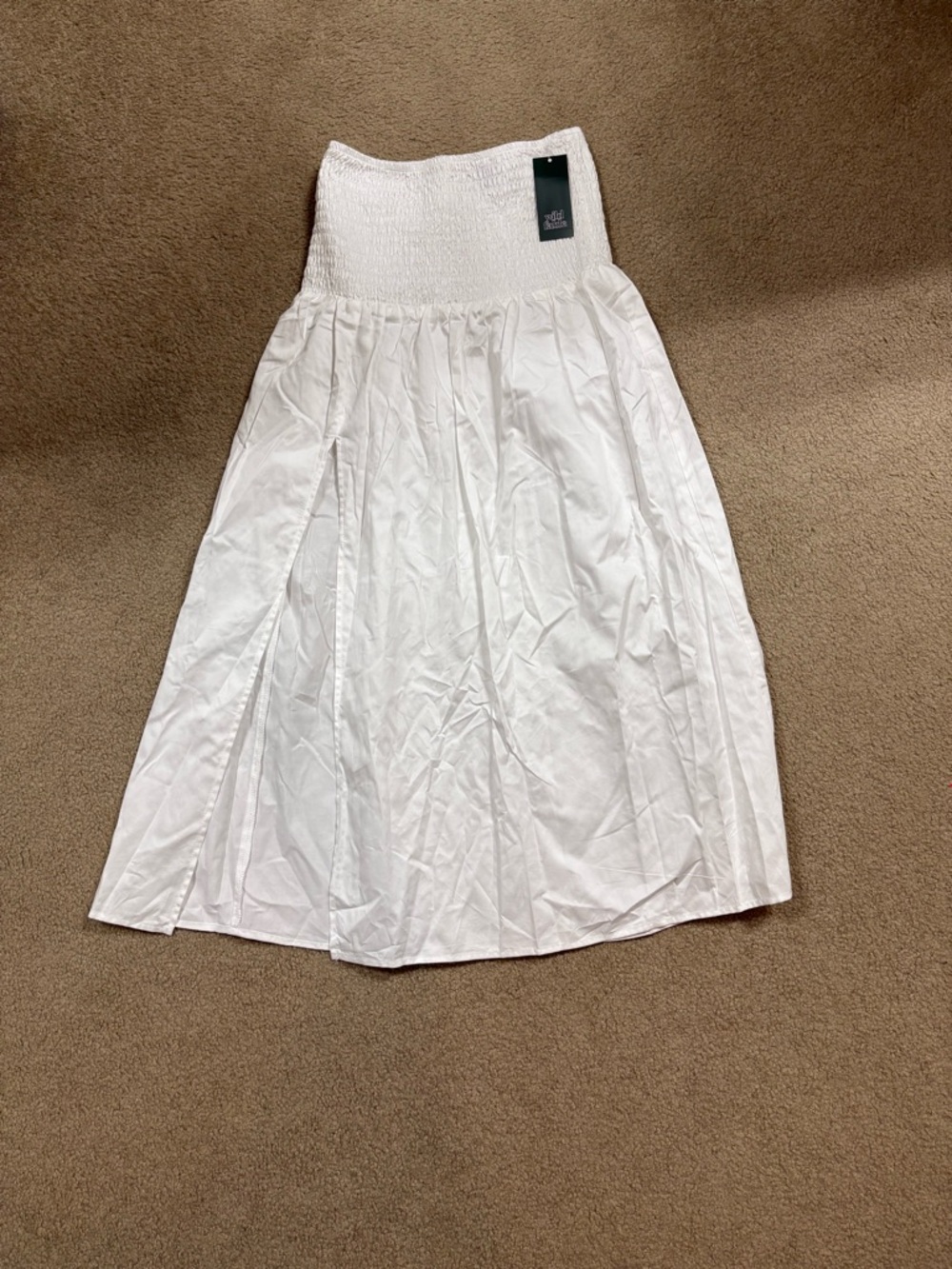 wild fable White Smocked Empire Waist Maxi Skirt with slit